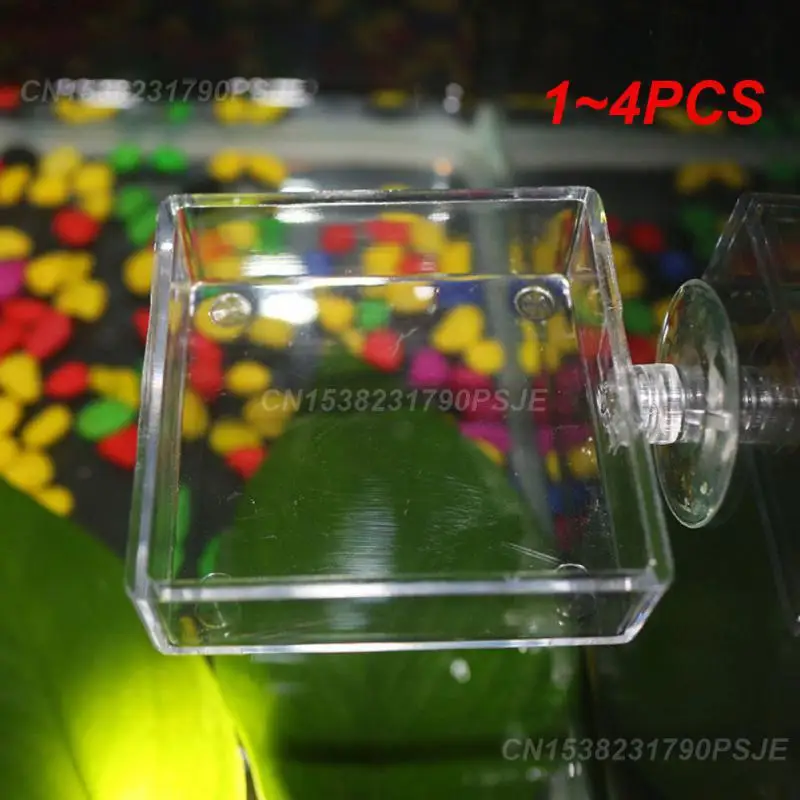 1~4PCS Circle Feeder Acrylic High Transparent Shrimp Food Feeding Fish Tank Floating Bottom Feeder With Suction Cup Aquarium