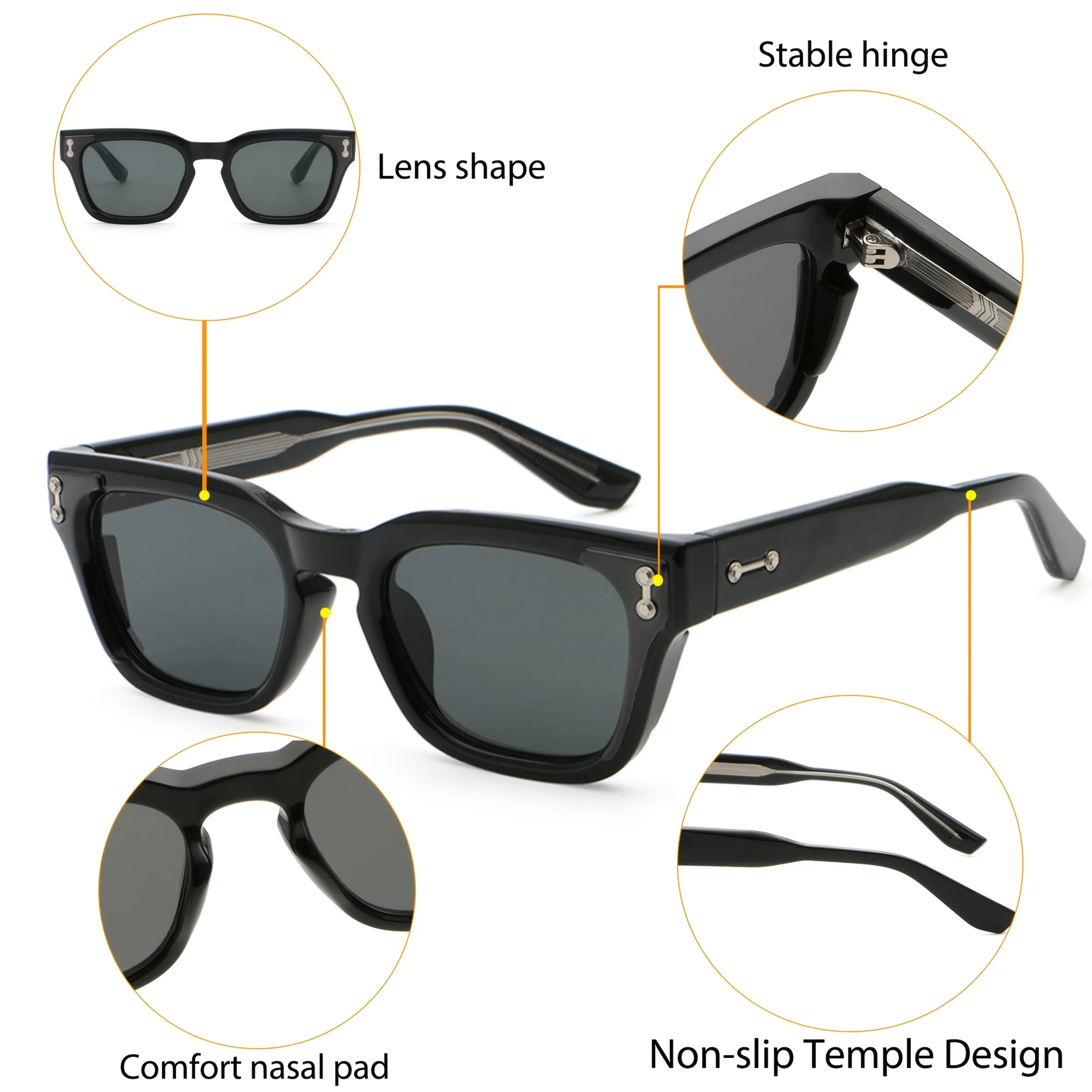 Square full-frame glasses, blue decorative lenses, unisex fashion glasses, choice of trendy photo props and gifts, durable materials, fashion style, trendy accessories view 6