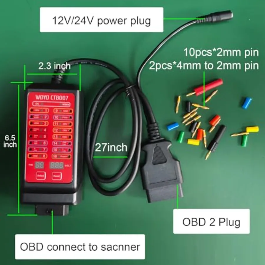 OBD2 Breakout Box CTB007 12V/24V CAN Tester with 27 Inches OBD Extension Cable for Automotive Diagnostic Testing Supports OBDII