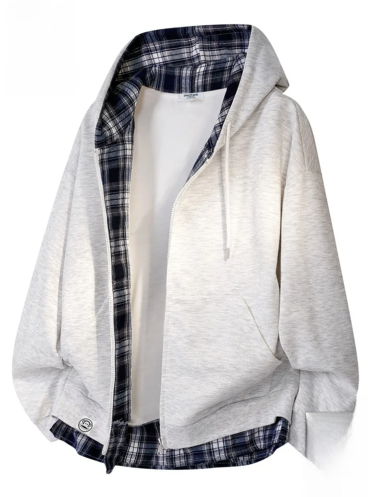 

PaulFrank Men's Hooded Open Cardigan Sweatirt Casual Plaid Outerwear Autumn Season Comfortable Polyester Fiber Long Sve