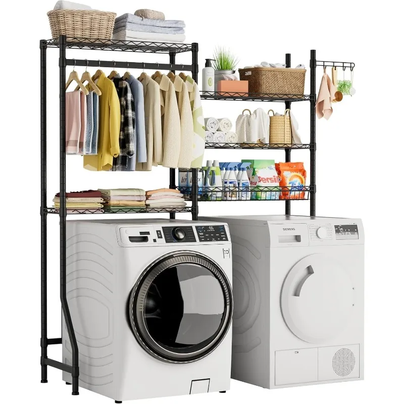 

Washer and Dryer Shelves,Heavy Duty Laundry Room Storage Organization Clothes Drying Rack,5 Tier Adjustable Height Wire She