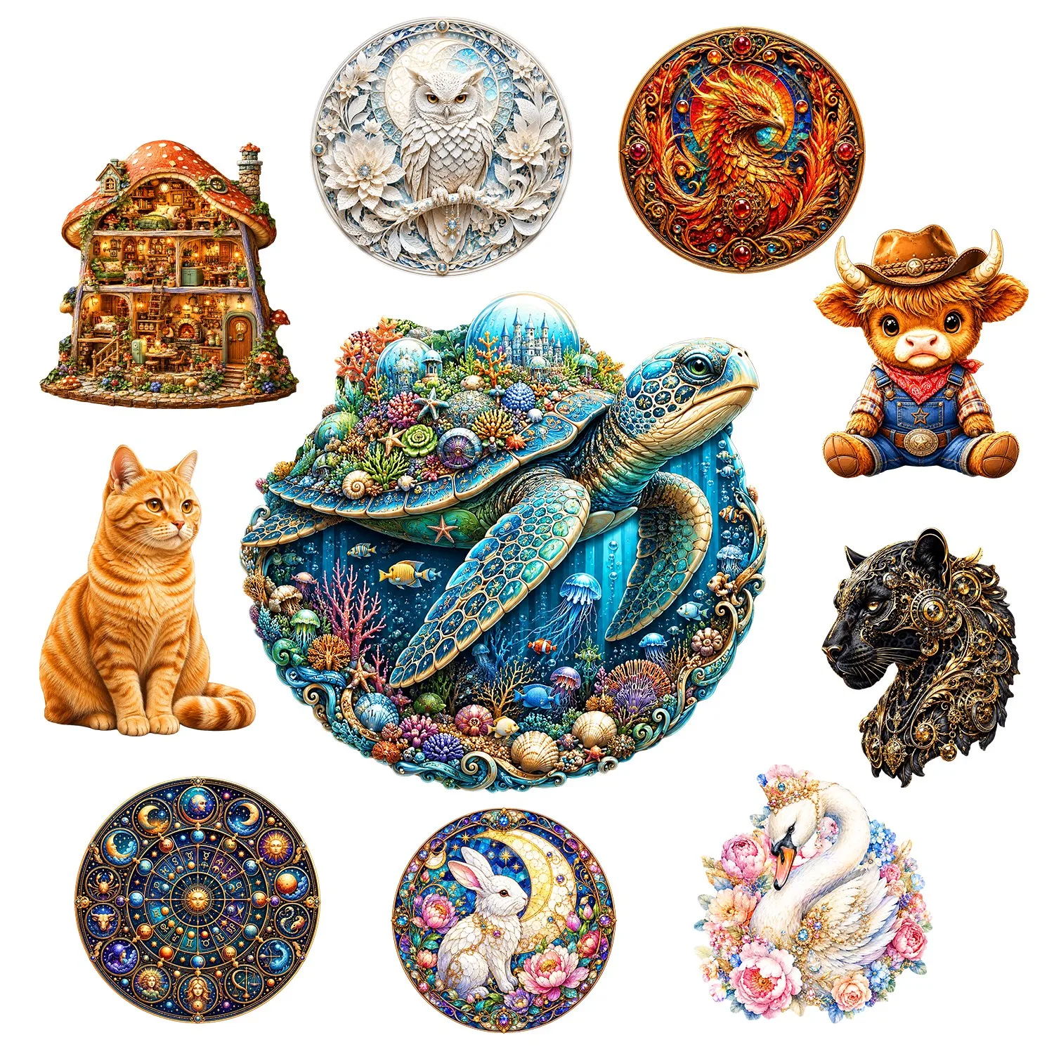 Fantasy Animals Style Flat Wooden Puzzle Gift Toy Gift For Teen KidIdeal Gift for Holidays and Celebrations