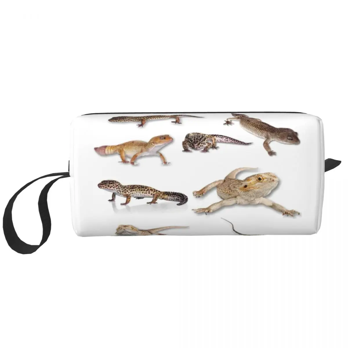 Custom Leopard Gecko Lizard Makeup Bag for Women Travel Cosmetic Organizer Fashion Storage Toiletry Bags