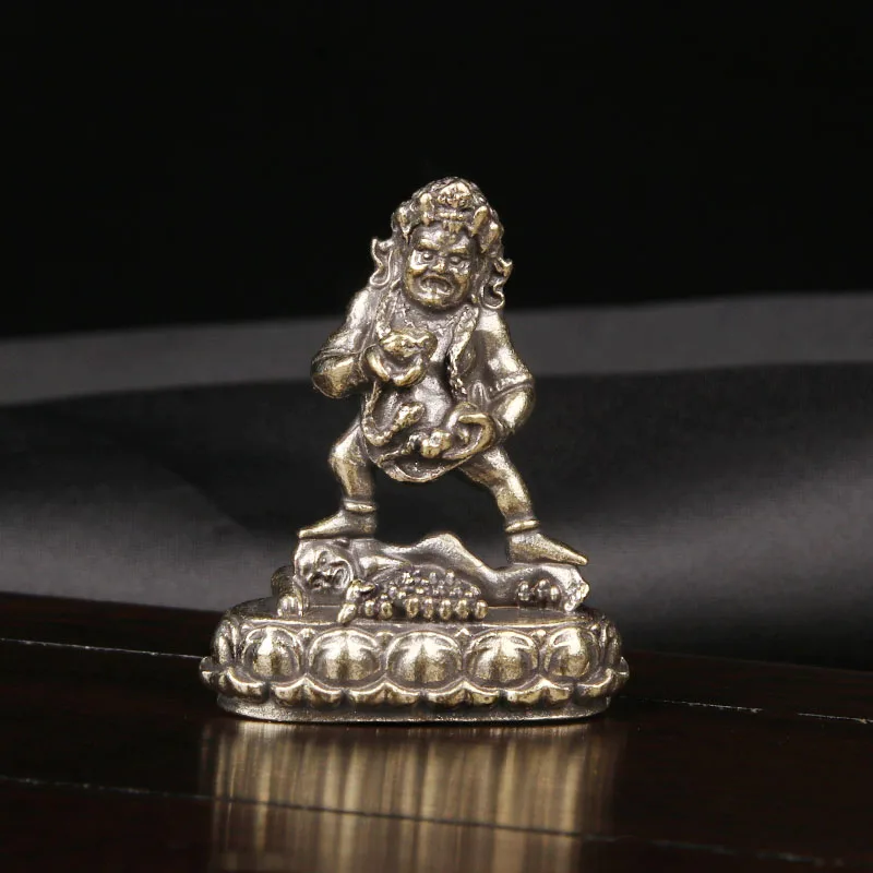 

Retro Brass Black God Of Wealth Desktop Ornament Tibetan Buddha Statue Five Paths God Of Wealth Handicraft Bronze Carving Statue