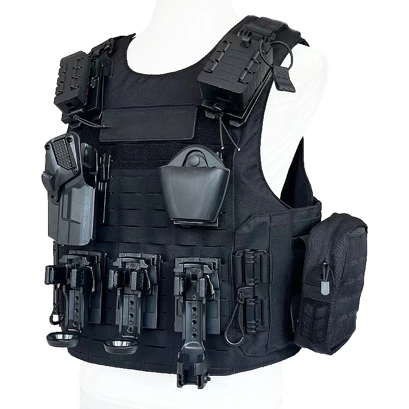 Quick Draw Tactical Vests Elite Plate Carrier Durable Fabric With System Pouches