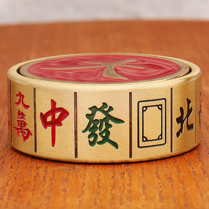 Brass Thirteen Aces Big Money Making Fidget Spinner Mahjong Board Play Stress Relief Handheld Piece Gift for Eld