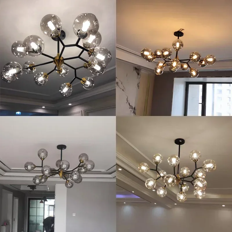 Lampadari a sfera di vetro a Led nordici sala da pranzo cucina soggiorno camera da letto lampada a sospensione decorazione per interni lampadario