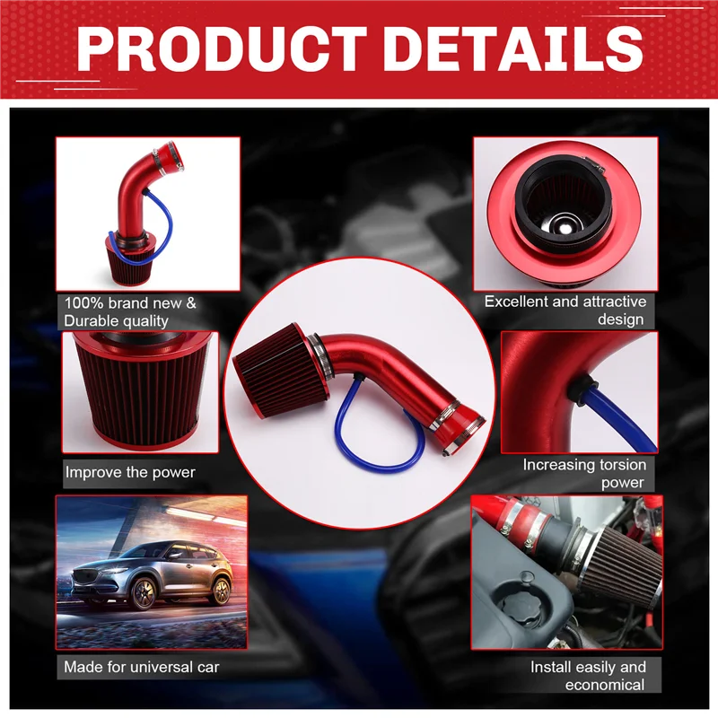 

AW-76 мм/3 дюйма автомобильный воздушный фильтр с системой впускной трубы турбинный индукционный комплект алюминиевые универсальные аксессуары для грузовиков