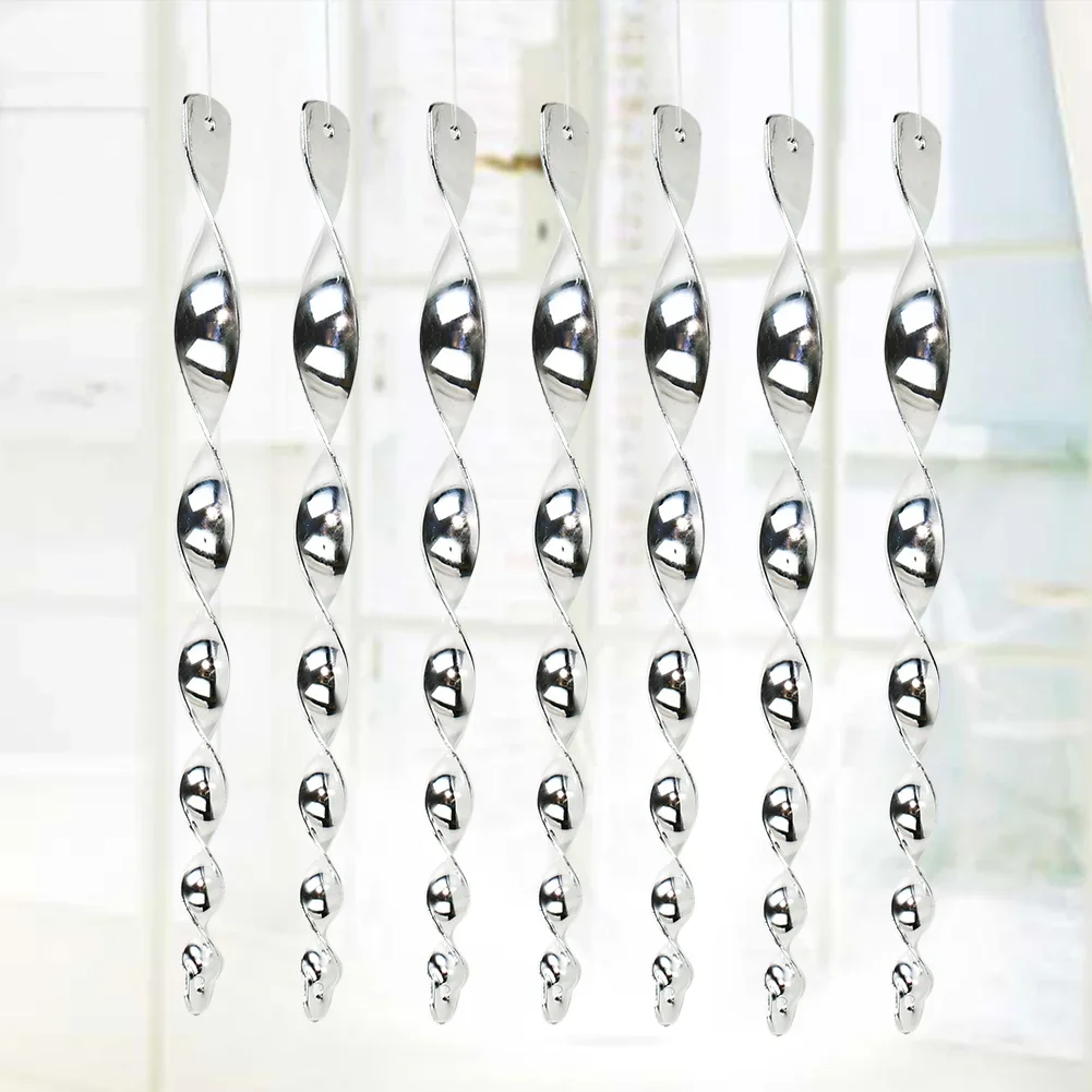 Stainless Steel Spiral Hanging Spinner Garden Wind Chime Catcher Reflective Rotating Repeller Protection Tool Sparrow Home Decor