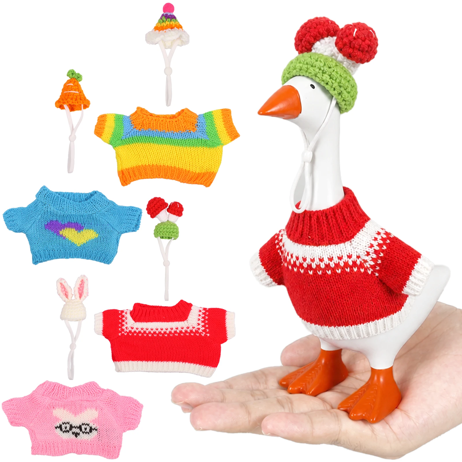 4 Sets 7 Inch Mini Desktop Goose Outfits Interchangeable Seasonal Goose Statue Costume Easy to Dress for Decoration and Present