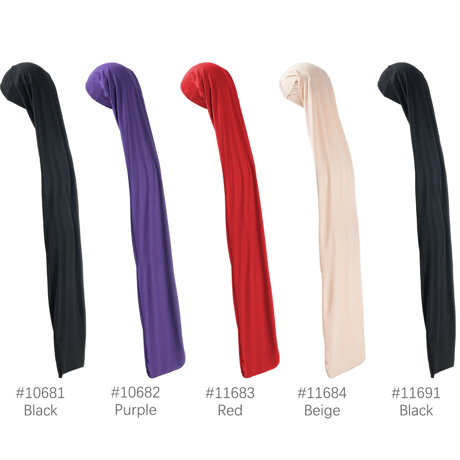 Unisex, schwarz, lange Haarschutzhaube, atmungsaktive, elastische Hauben, Nachtmützen für Damen und Herren, Schlafhauben aus Polyester. – Detail 2