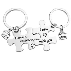 2025 Stainless Steel Couple Keychain Home Is Wherever Im with You Keychain Warm House Valentine's Day Gift