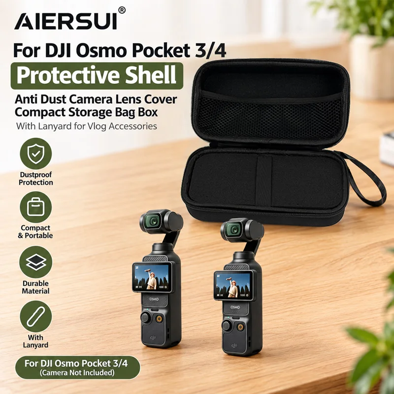 For DJI Osmo Pocket 3/4 Protective Shell Anti-Dust Camera Lens Cover Compact Storage Bag With Lanyard For Vlog Accessories