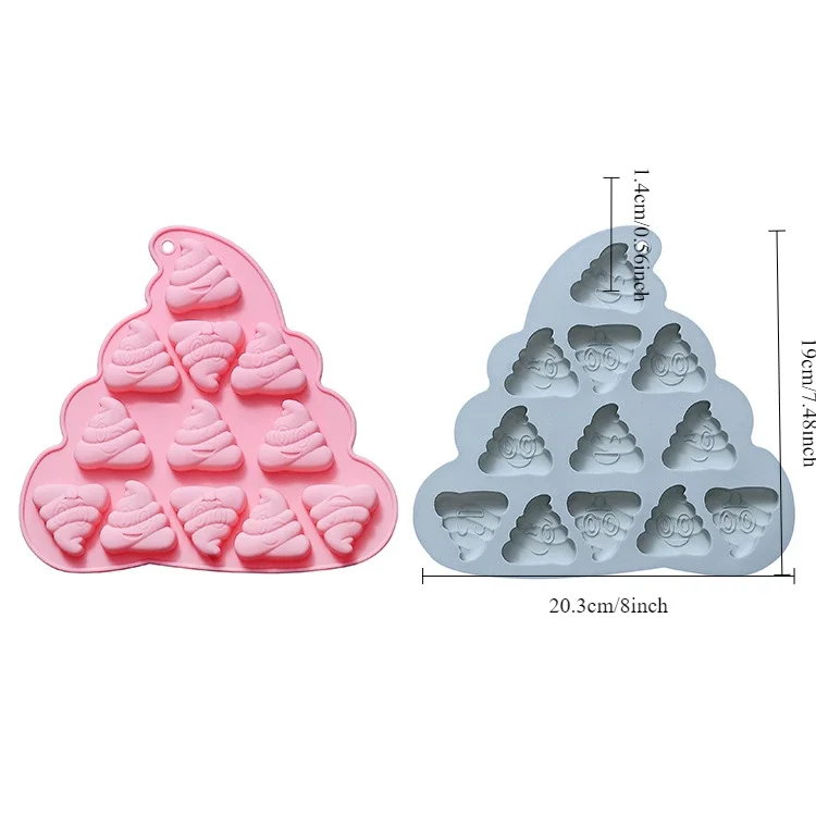 12-hole Silicone Mold with Different Poop Expressions  Fondant Cake Chocolate Mold Ice Cube Cake Mould  Baking Accessories