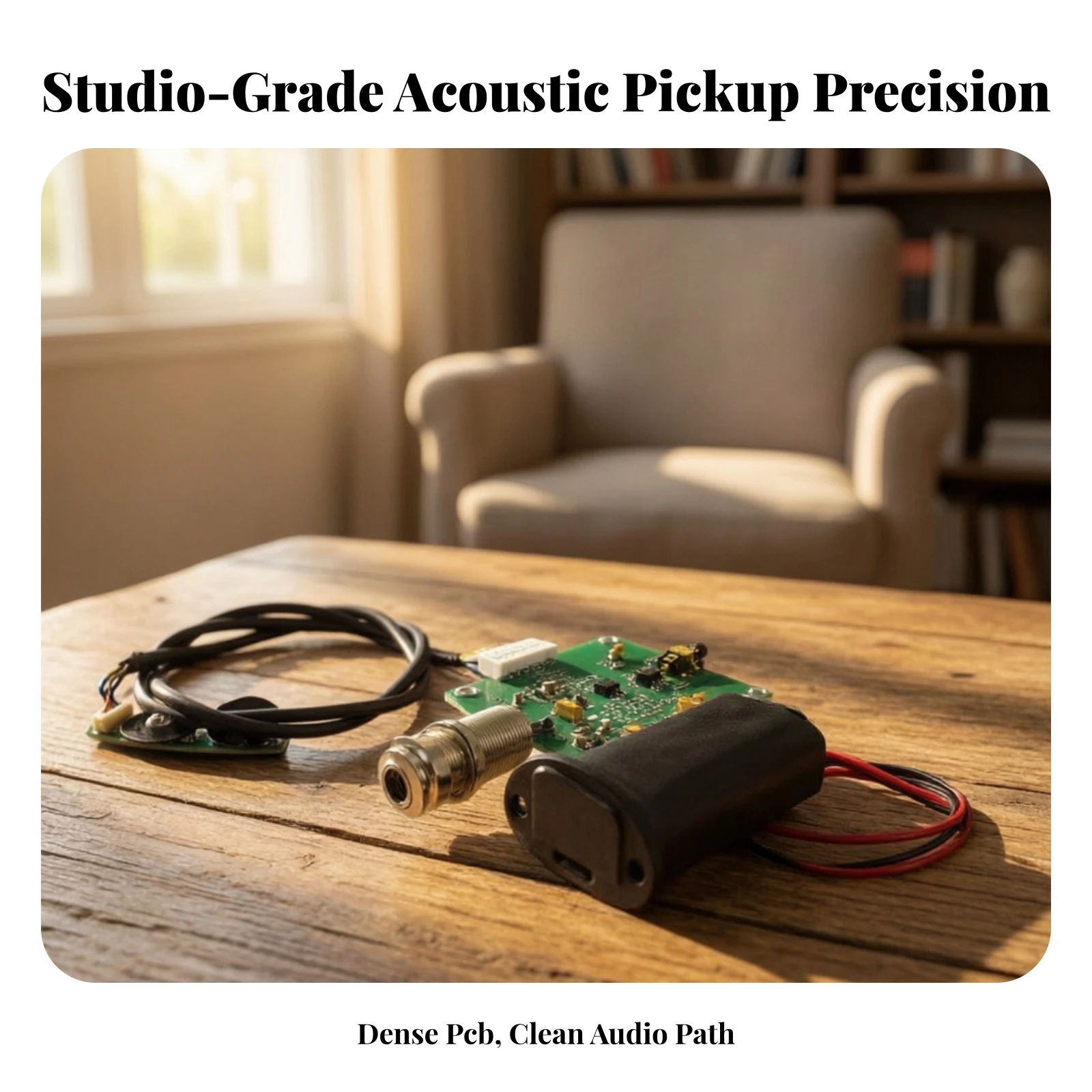 Acoustic Pickup with Endpin Jack Lightweight Guitar Pickup Assembly Electronics Compact Low-Profile for Guitarists
