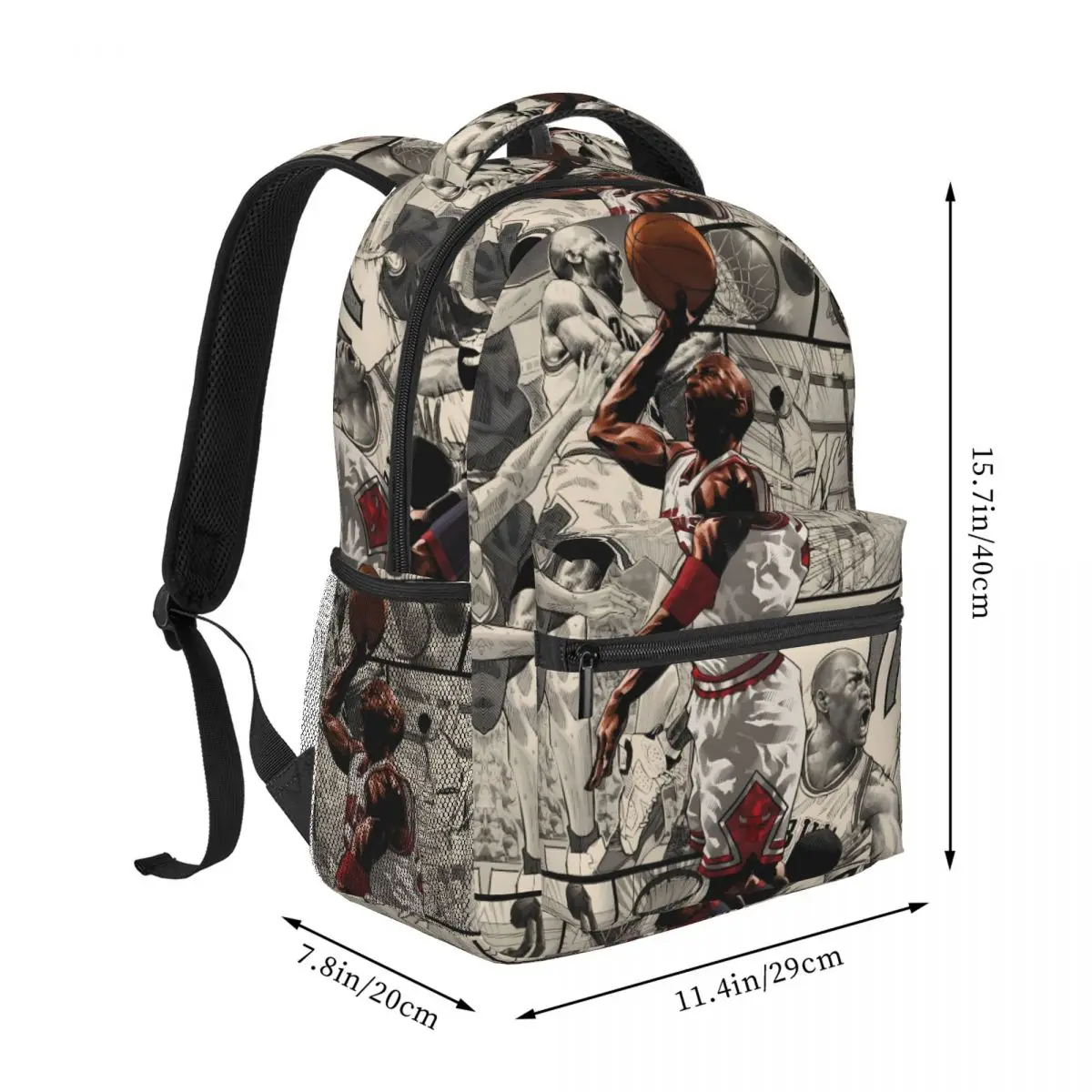 Michael-Jordan Backpack for Men Women Fashion High School Hiking Travel Daypack College Shoulder Bag Outdoor 16in