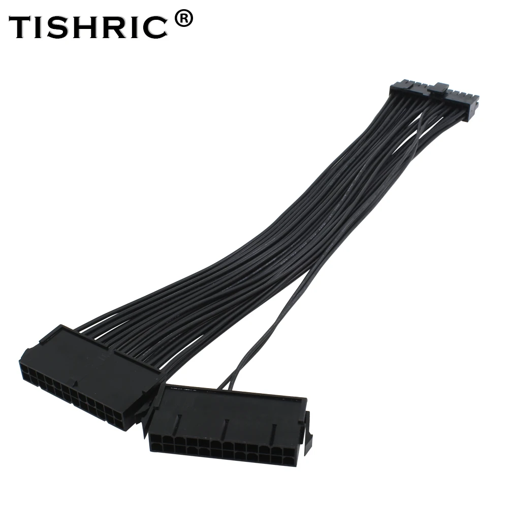 TISHRIC 30CM Dual PSU ATX 24Pin Power Supply Synchronizer Male to Female ATX Mining Supply Sync Starter ADD2PSU Riser For GPU