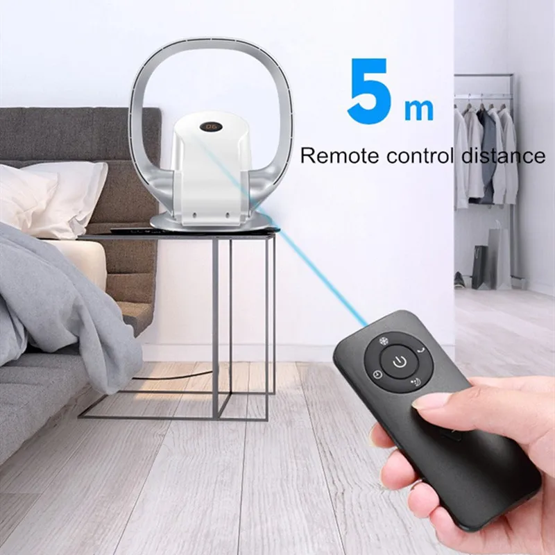 12 Inch Vaneless Fan - 60° Wide Angle Oscillation, Ultra-Quiet Desk Fan with Remote Control, 8H Timer, Portable design