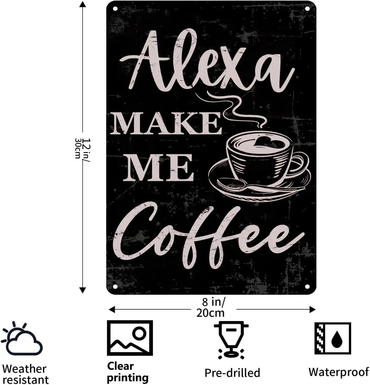 Alexa Make Me Coffee Metal Tin Signs Funny Vintage Tin Sign 12 x 8 Inch Wall Art Decor Iron Poster for Home Farmhouse