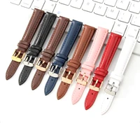 (Venta flash) Accesorios de correa de cuero de reloj suave Banda de cuero genuino duradera verde púrpura 10 mm 12 mm 14 mm 16 mm 18 mm-24 mm