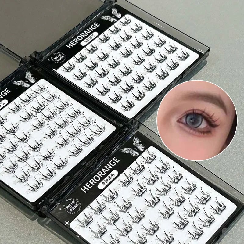 Lichtgewicht, dunne, lijmvrije valse wimpers, dik en gekruld, gesegmenteerde wimpers, drietraps make-uptoepassing, natuurlijke oogmake-up