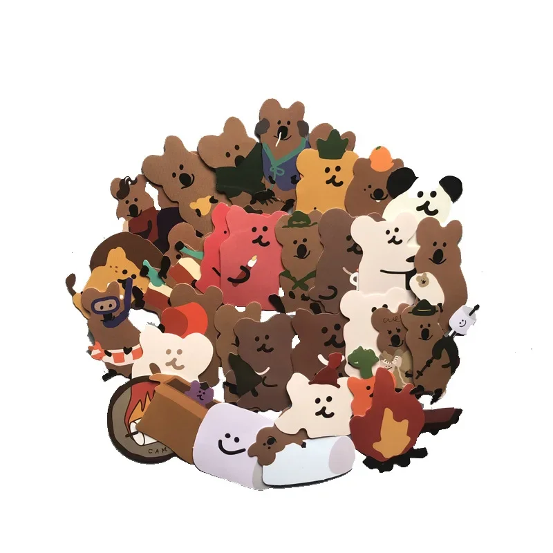 34Pcs Cute Brown Koala Ins Animal Waterproof Cartoon Stickers for Luggage Laptop Bike Phone Car Case Decal Wall Handmade Sticker