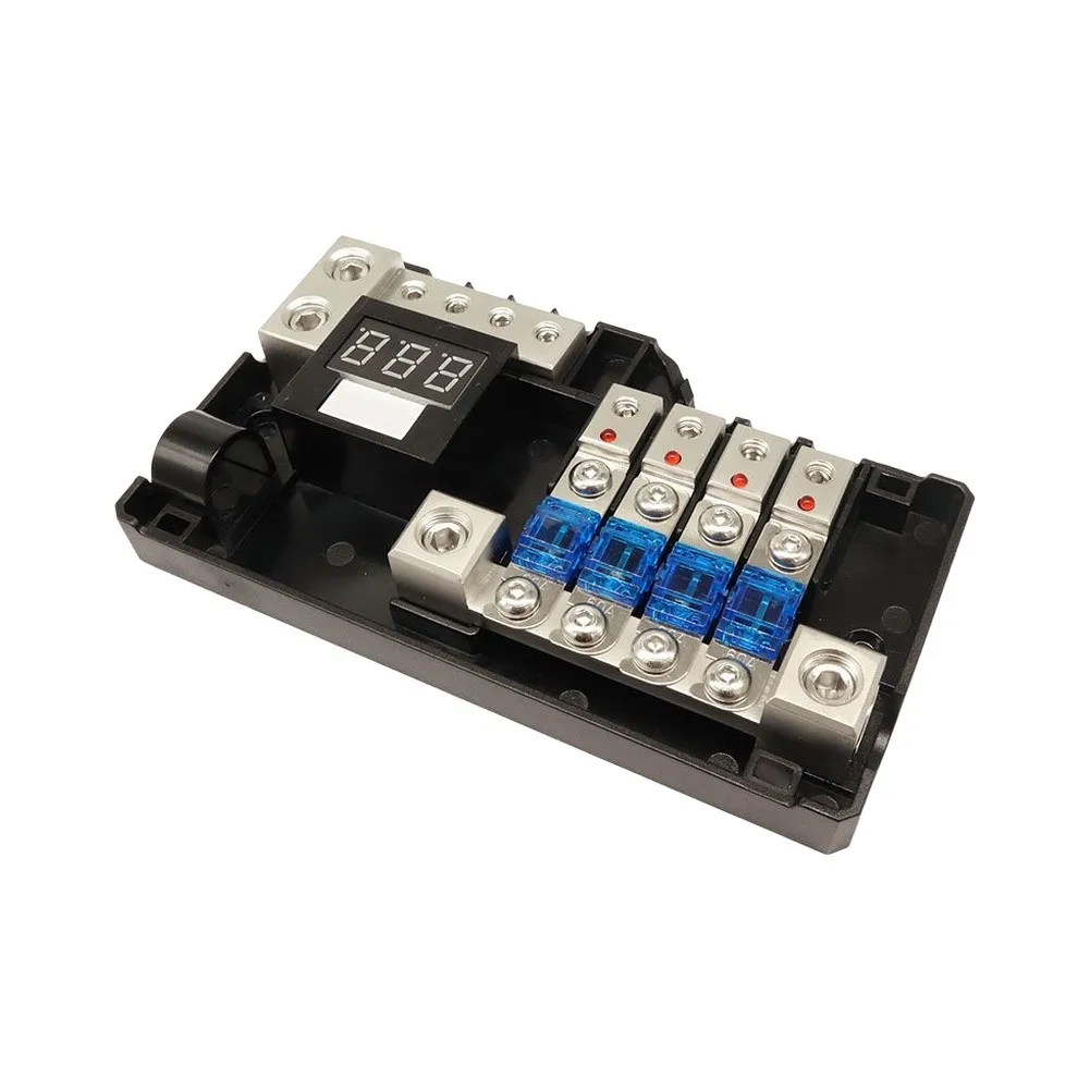 Power Distribution Block Car Audio 4 Way With Digital Voltage Display And Fuses Car Electronics Accessories
