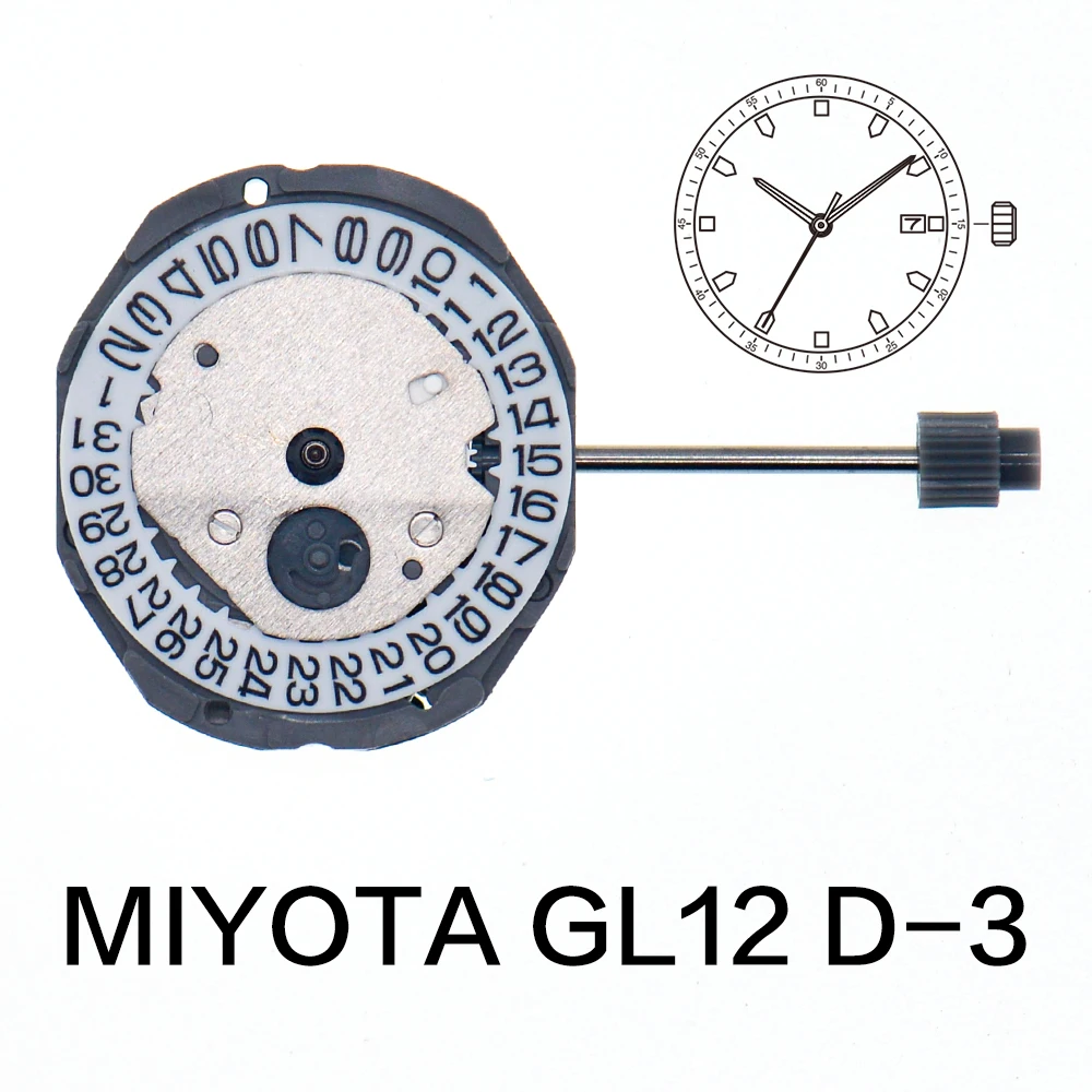 Miyota GL12D-3 Quartz Watch Movement 3-Hands Replacement Electronic Movement For Replacing Part Watch Accessory Watch Accessor