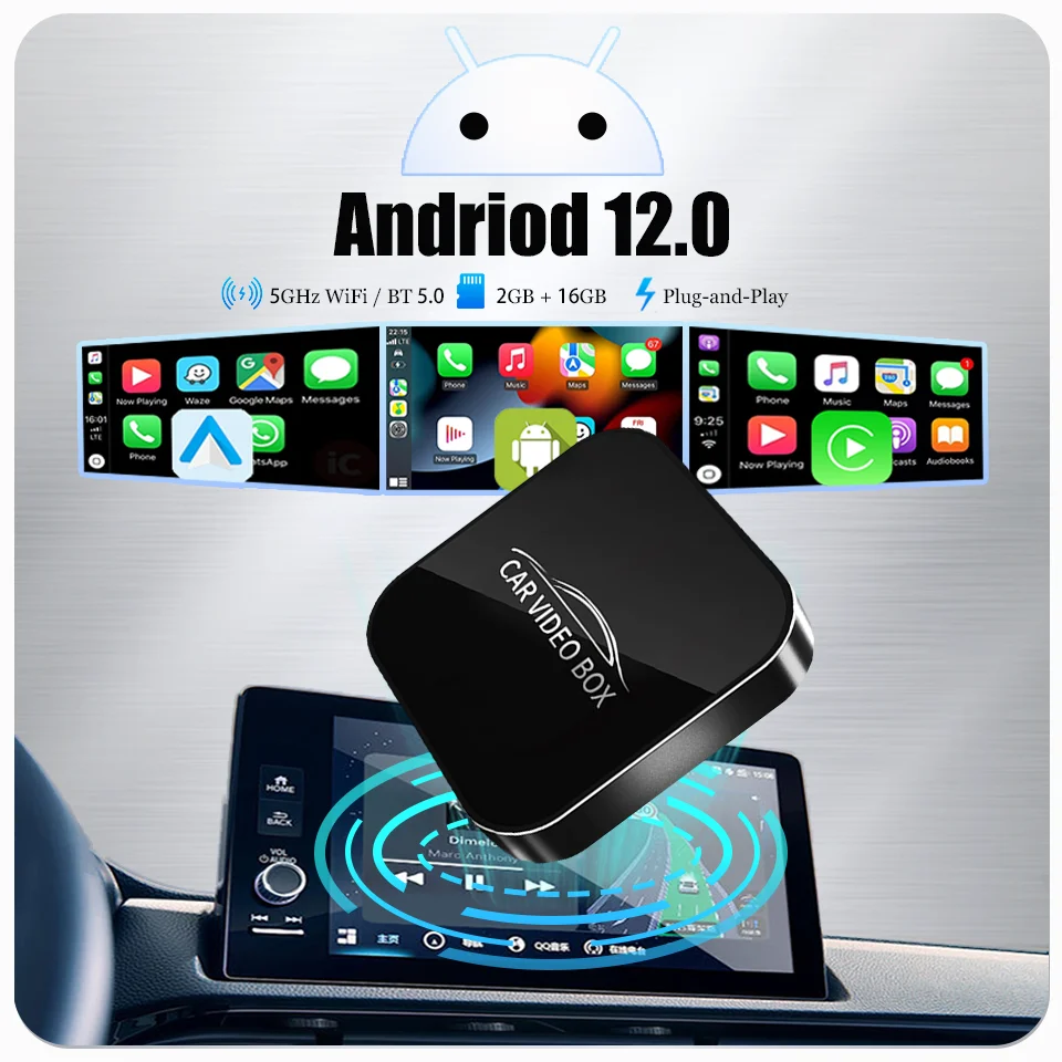 New CarPlay ai Box Smart Car TV Box Android12 Apple CarPlay Android Auto 3IN1 Play Streaming Media Box Built-in Netflix Youtube