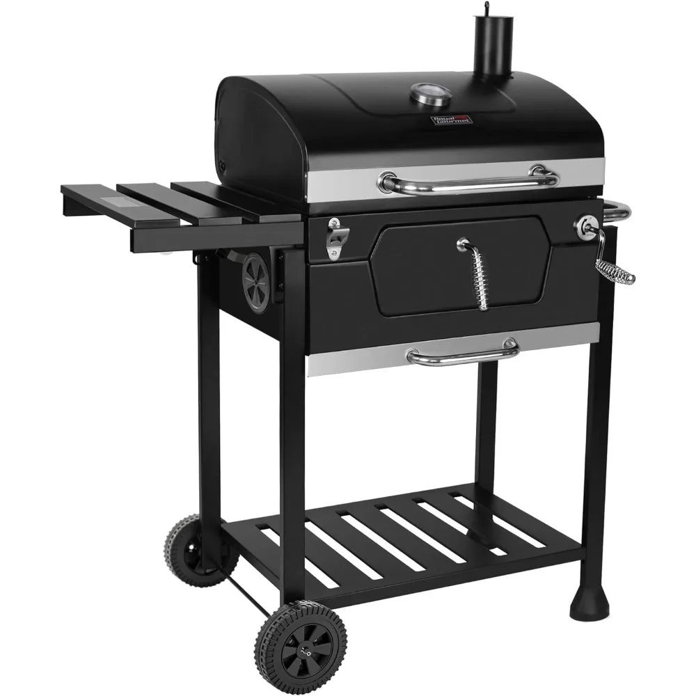 CD1824G 24 Inch Charcoal Grill with Foldable Side Table, Outdoor BBQ Grill with 490 Sq. In. Cooking Area