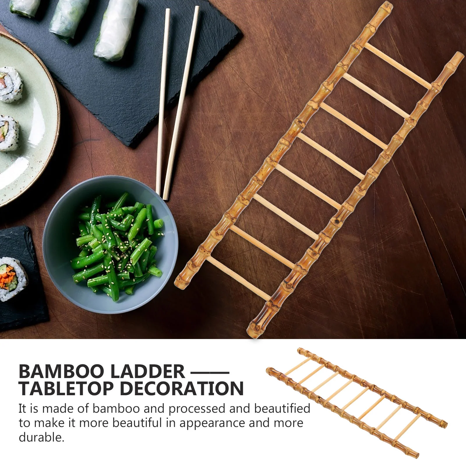 Home Decorations Sashimi Bamboo Ladder Miniature Kid Toy Wooden Boat 32x10cm Models Artificial Ornaments Kids Photo Props Child