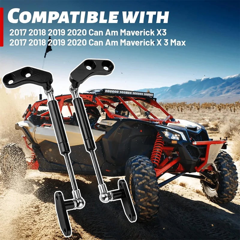 캔암 매버릭 X3, 매버릭 X3 MAX 2/4 도어 2017-2024용 X3 UTV 블랙 알루미늄 아노다이징 도어 오프너 세트