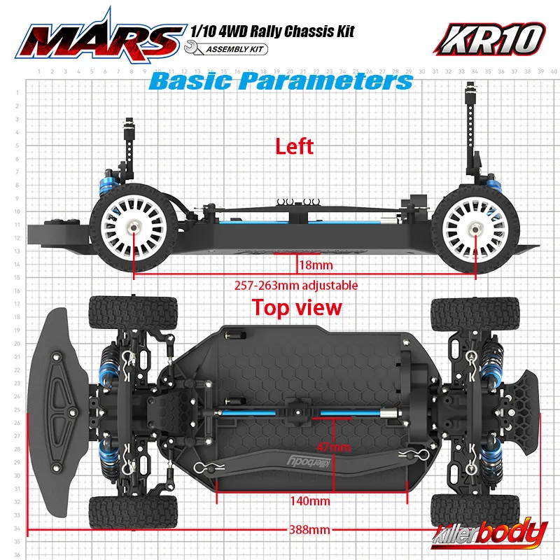 Killerbody MARS 1/10 KR10 4WD Rally Chassis Kit Universal Rally