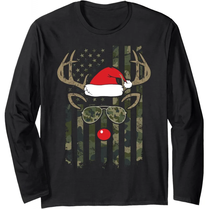 

Whitetail Buck Bow Hunter Camo Funny Deer Hunting Christmas Long Sleeve T-Shirt