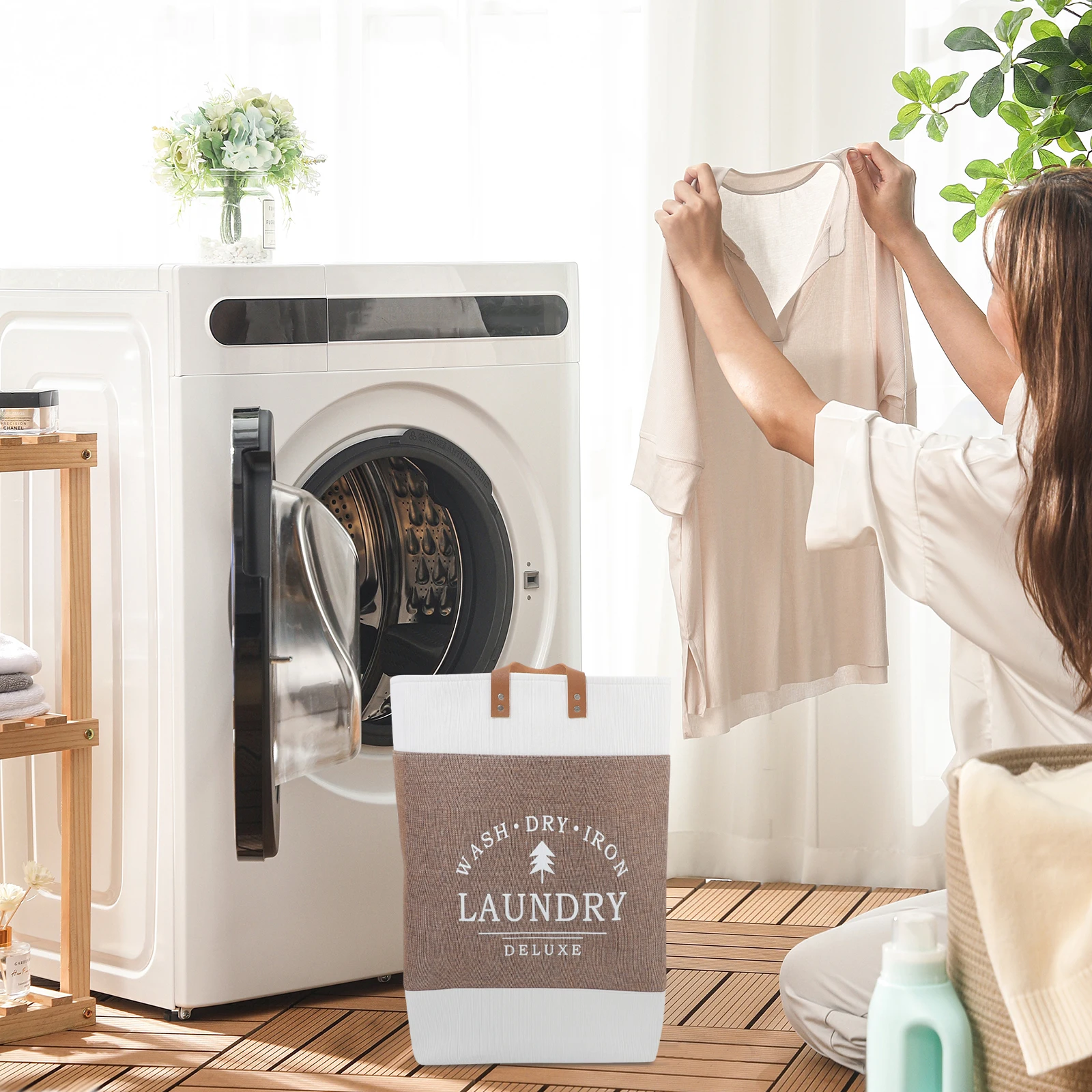 

Folding Laundry Basket Storage Box Kids Foldable Clothes Organizer Lightweight Space-Saving for Bedroom Bathroom Closet Dorm