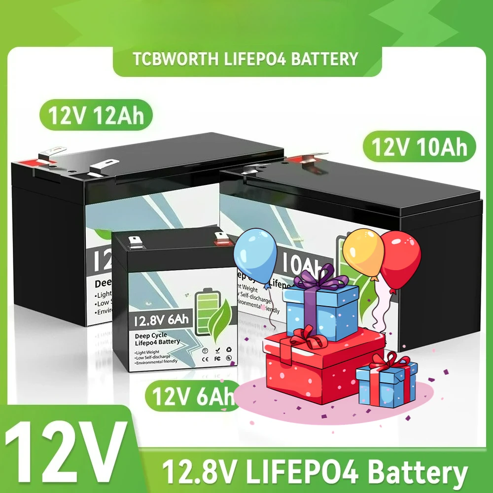 Batería LiFePO4 de 12V 30Ah 12ah 6ah de ciclo profundo recargable de fosfato de hierro y litio para cámaras de seguridad y detectores de peces