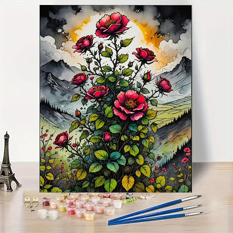 

Rose digital oil painting, suitable for adults, suitable for decorating walls in family rooms, improving hands-on ability