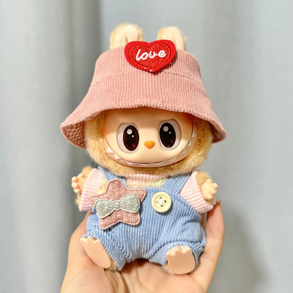 

Mini Plush Doll Overall Decorative Kawaii Doll Clothes with Hat Cute Plushies Outfit Cartoon Animal Toy Dress for Party Favors