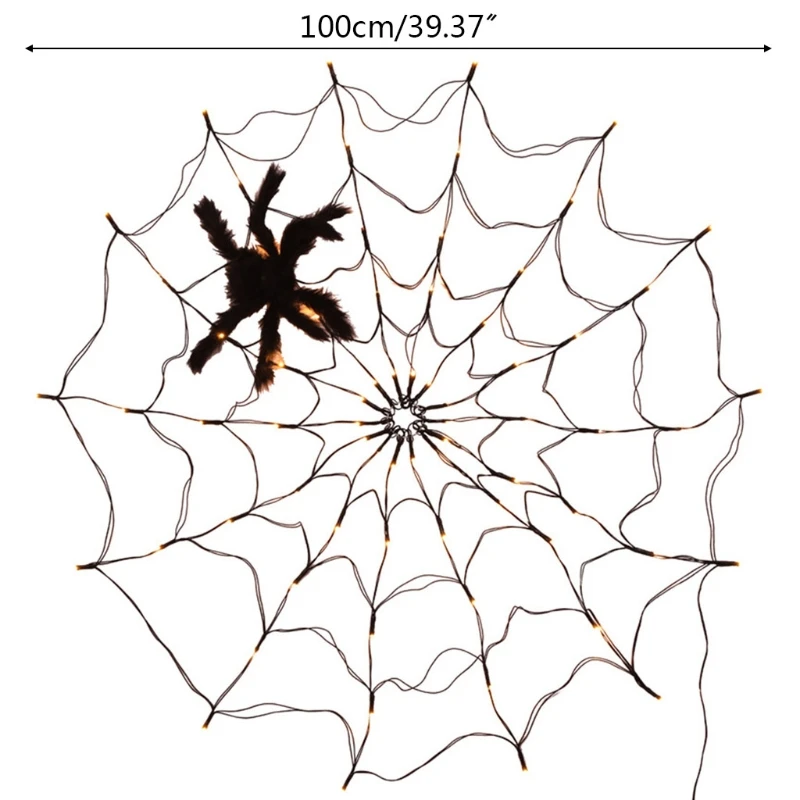 Guirnalda luces LED telaraña para Halloween KX4B con decoración lámpara malla red con Control remoto