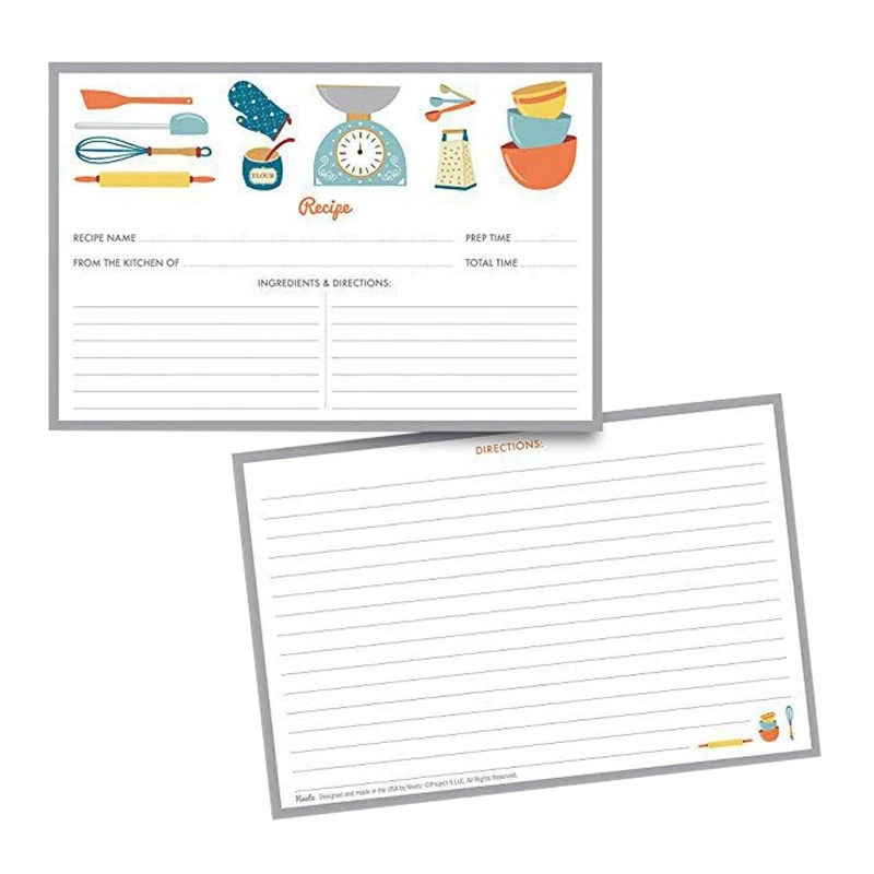20cb criativo receita cartão duplo-face cozinha receita cartões de nota grosso não-papel de borrão para o chá de panela de casamento 10 pçs