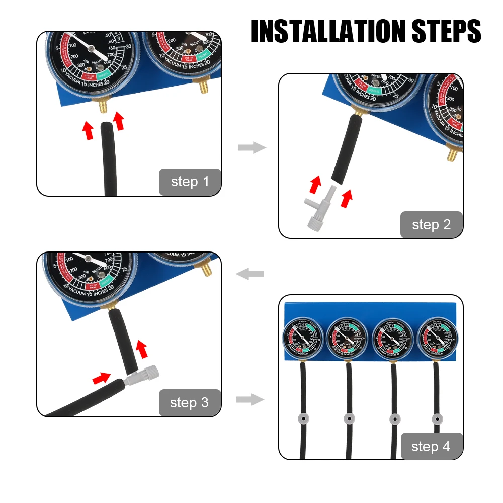 For 4 Cylinder Engine Machine Motorcycle Tester Fuel Carburetor Synchronizer Synchronizer Tool Vacuum Balancer Gauge With Hose