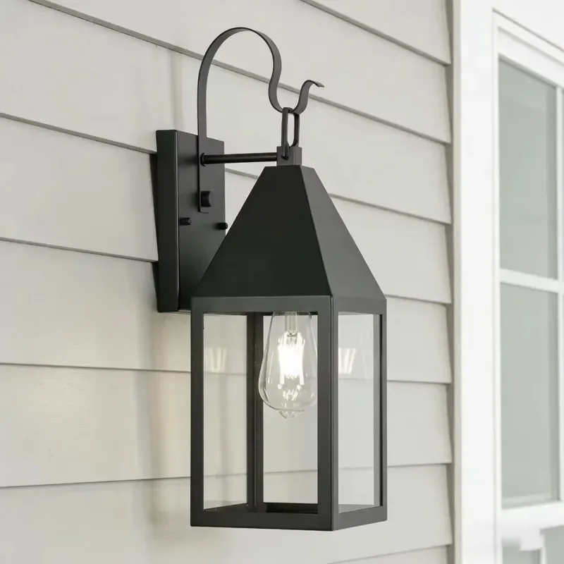 Modern minimalist industrial long cylindrical LED wall light IP65 waterproof outdoor garden light with sensor black stainless