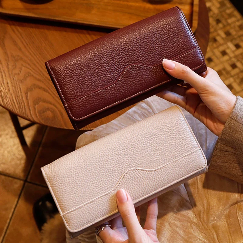 

Новинка 2026: Женские модные кошельки из натуральной кожи, многофункциональные длинные кошельки-клатчи, картхолдеры, повседневные сумочки