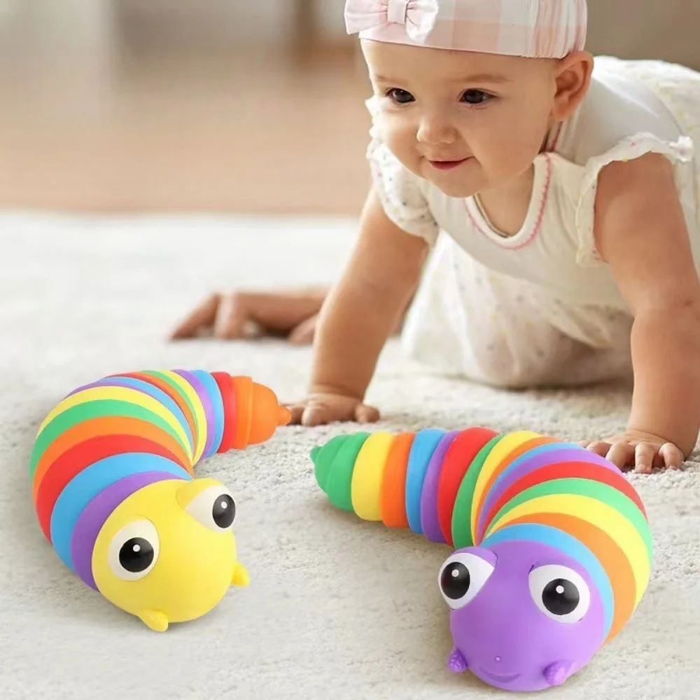 Fidget Slug Toy für Kinder 3D Bunte sensorische Slug lindert Spaß Dekompressionsspielzeug Kreative Twist Caterpillar Fidget Toys