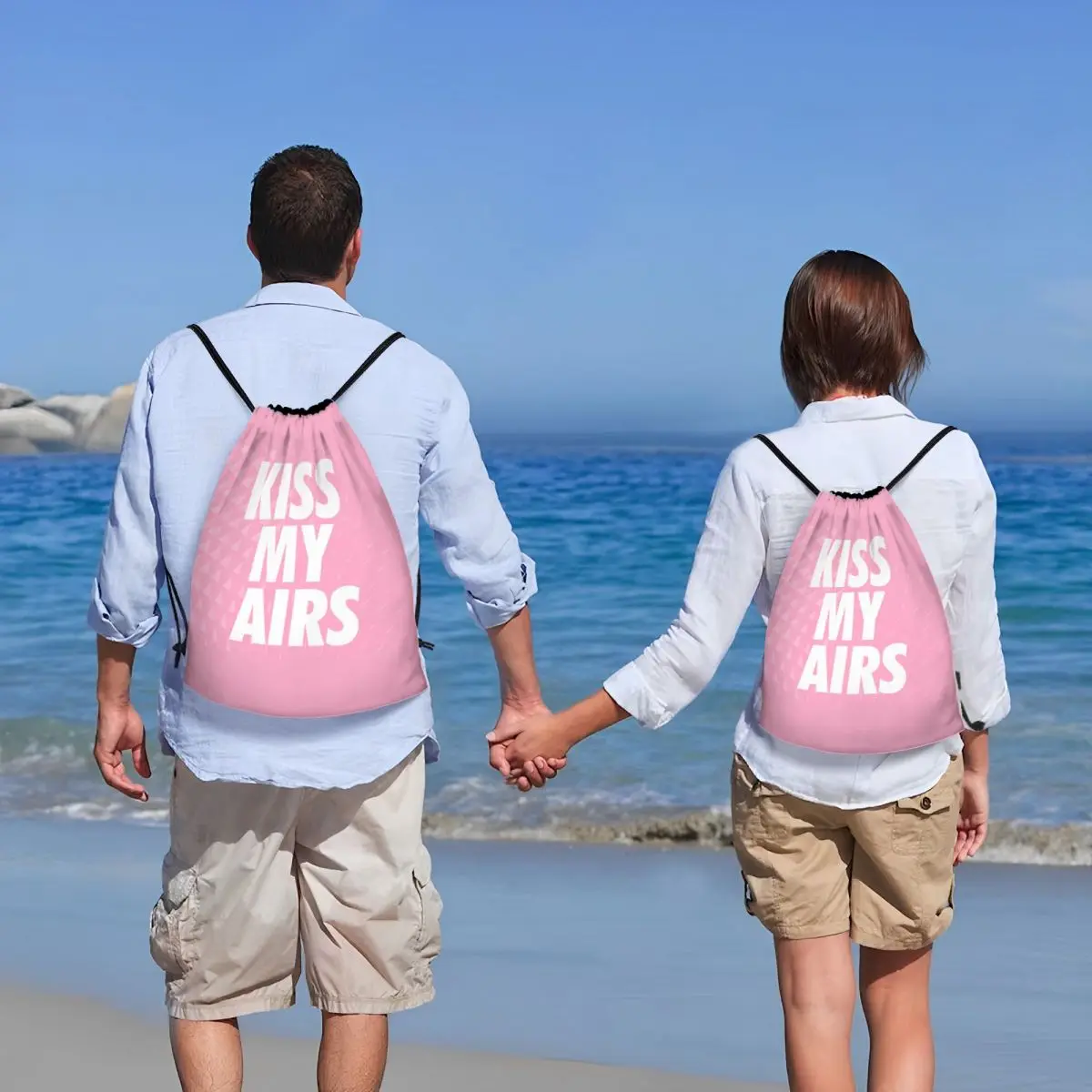 Kiss My Airs-Bolsos con cordón personalizados para hombre y mujer, mochilas de Yoga para compras, deportes, gimnasio, Sackpack