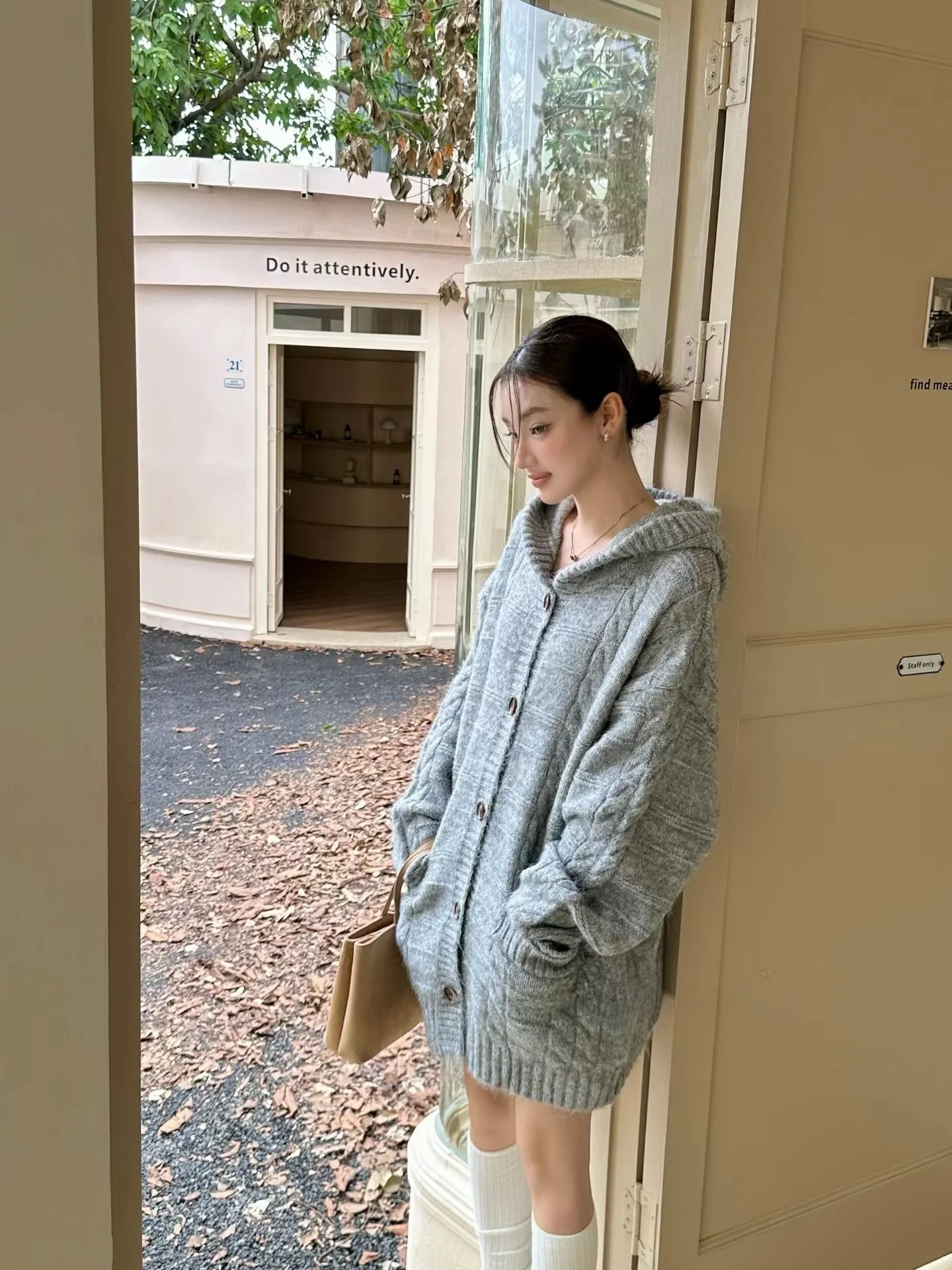 

Утепленный вязаный кардиган-свитшот свободного кроя в корейском стиле, средней длины, теплый, женский, модный, осенне-зимний