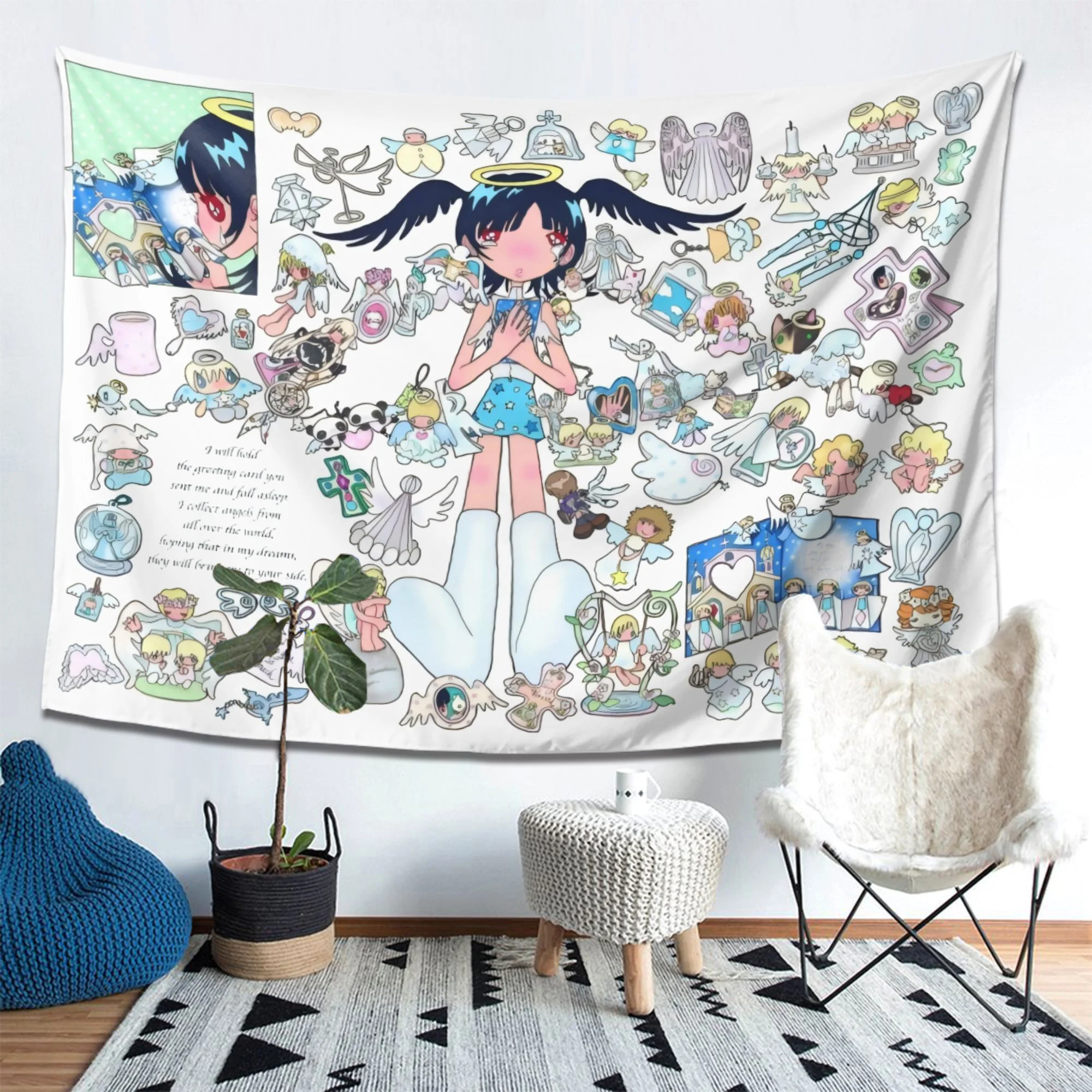 1 Stück Y2K-Wandteppich, lebendige, von Anime inspirierte Wand für Wohnzimmer, Schlafzimmer oder Bürodekoration, Schlafzimmerdekoration