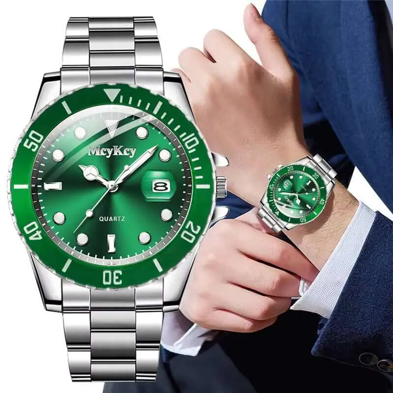 Relojes de negocios a la moda para Hombre, Reloj con calendario de Esfera Grande de lujo, Reloj de pulsera de cuarzo para Hombre, Reloj para Hombre