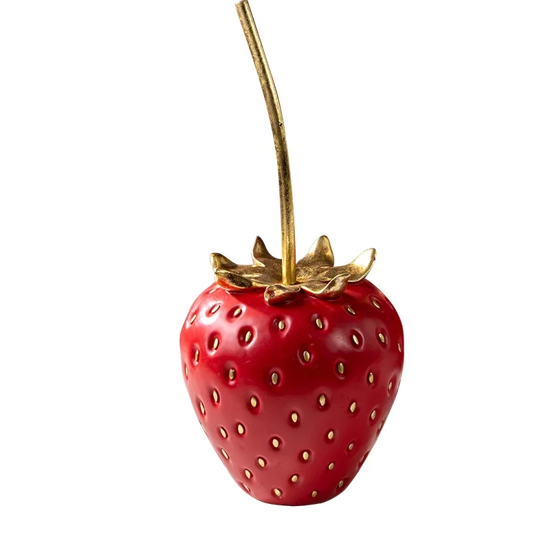 Simulation Strawberry Fruit Display  Resin Crafts Gold Strawberry Figurine Decorative Figurines Home Decoration Accessories