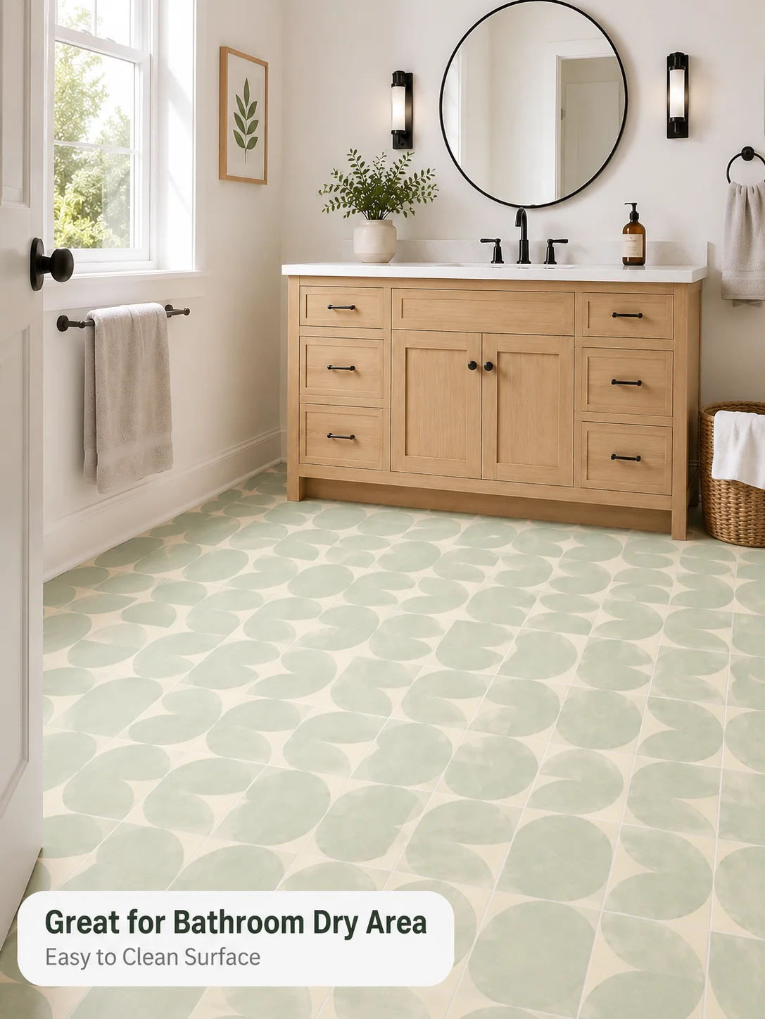 12PCS Scandinavian Geometric Pattern Floor Stickers Thickened Hard Pieces Faux Tile Stickers Strong Adhesion for Cement Walls.